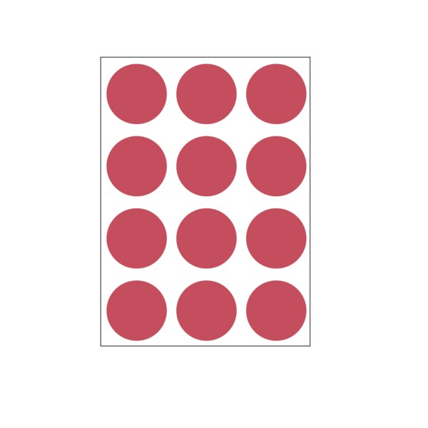 1-1/4" Color Coding Dots Dk Red - Sheet Form